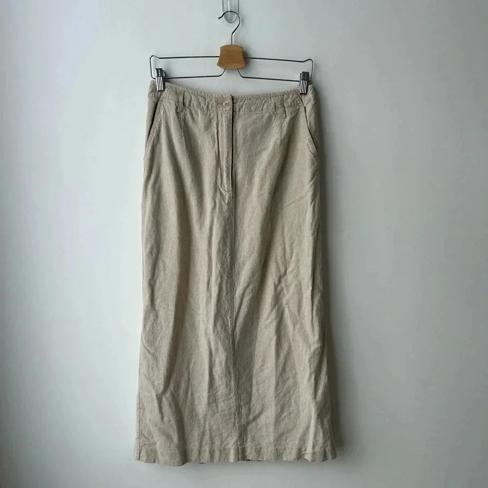 Vintage linen tencel maxi skirt